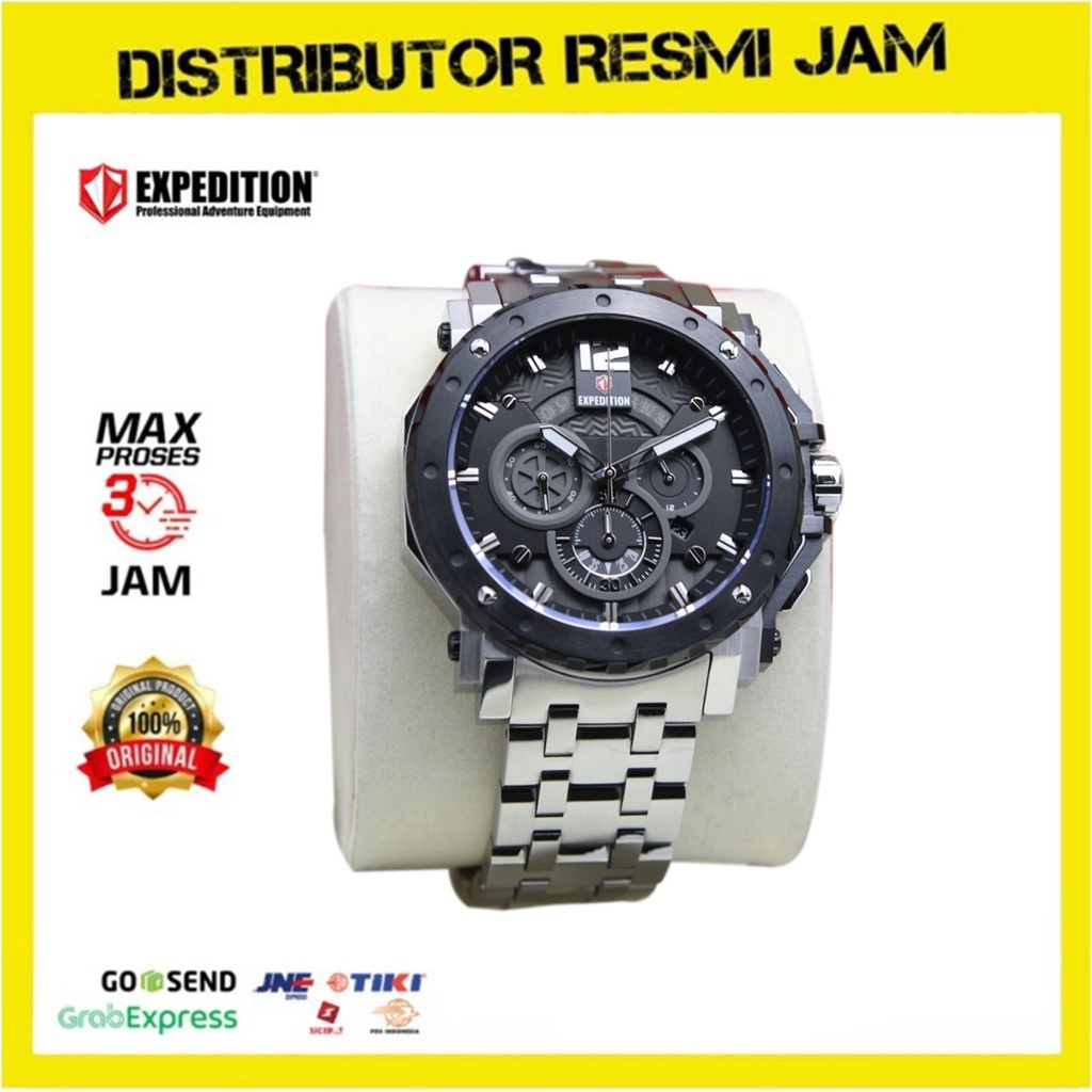 Jam Tangan Pria Expedition 6402 / E 6402 / E6402 Silver Black