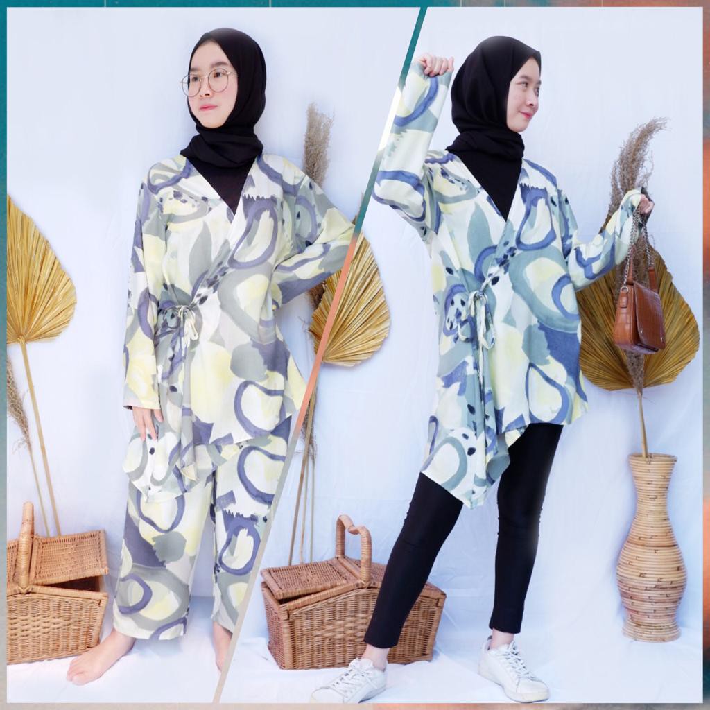 Kimono Set / Piyama Set Kimono / Daily Set / One Set Rayon / Baju Tidur Kimono Wanita