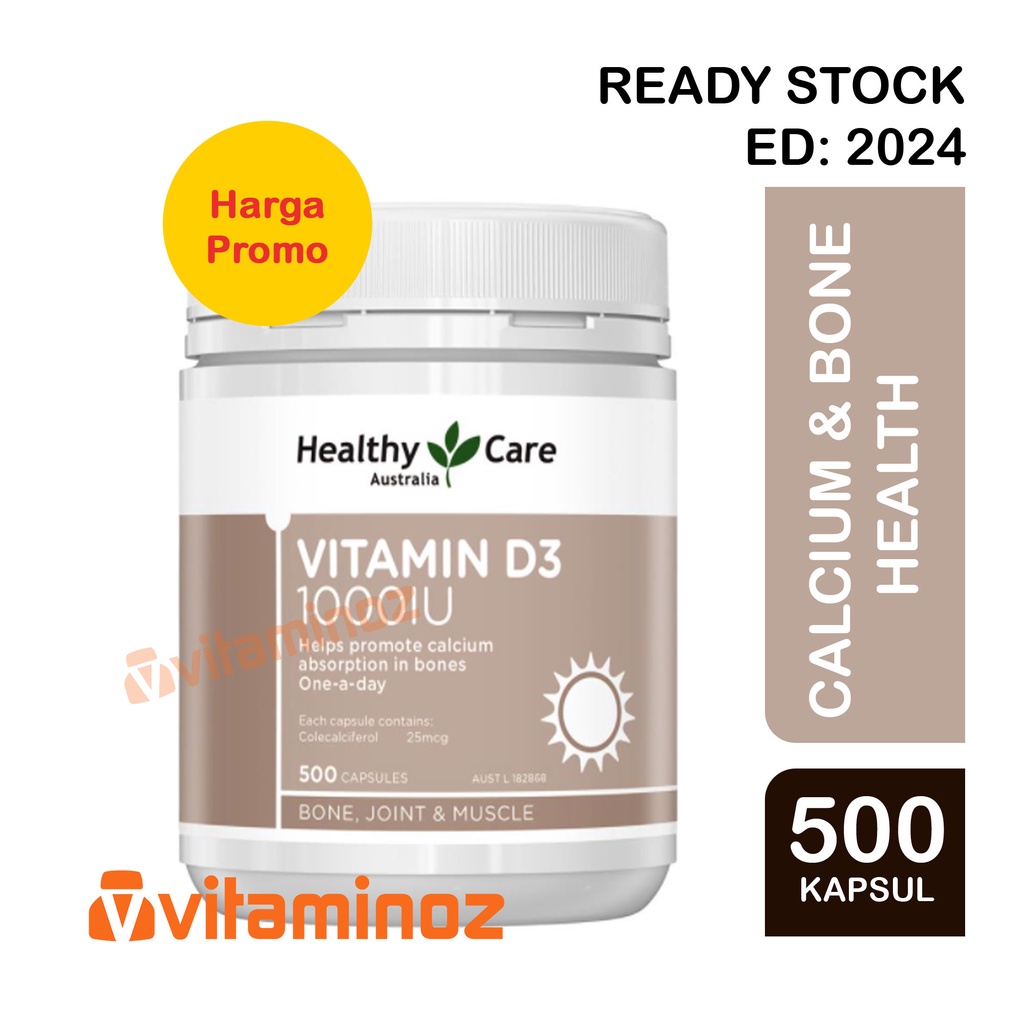 Jual Healthy Care Vitamin D D3 1000 IU 500 Kapsul (KEMASAN BARU
