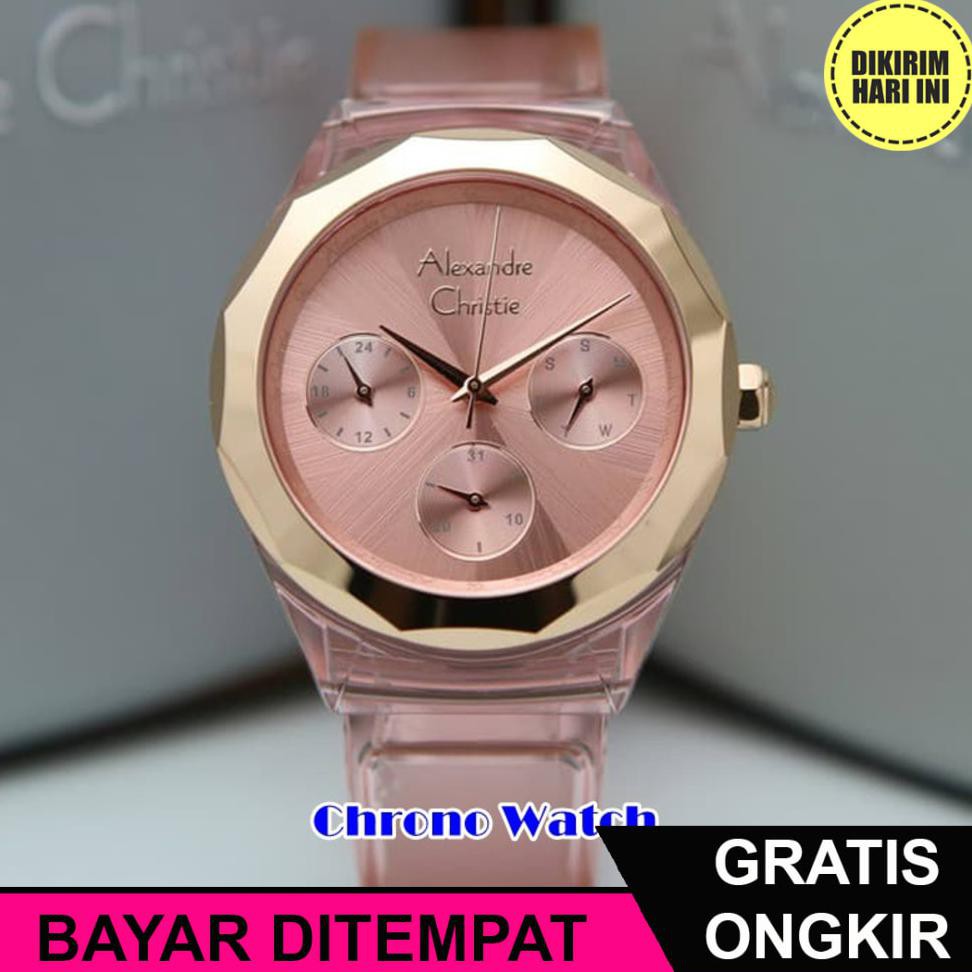 (BAYAR DITEMPAT) OE4224 JAM TANGAN WANITA ALEXANDRE CHRISTIE AC 2808 BF PINK ORIGINAL / JAM