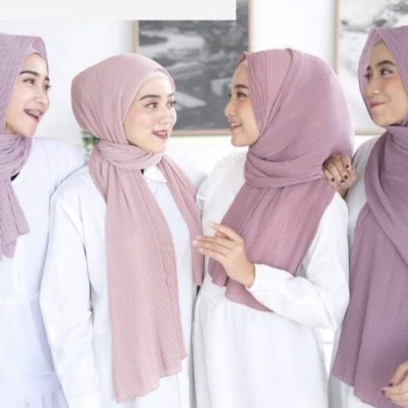 Kerudung Pashmina Plisket Lidi Premium Kerudung Anti Tembem Pleated Hijab