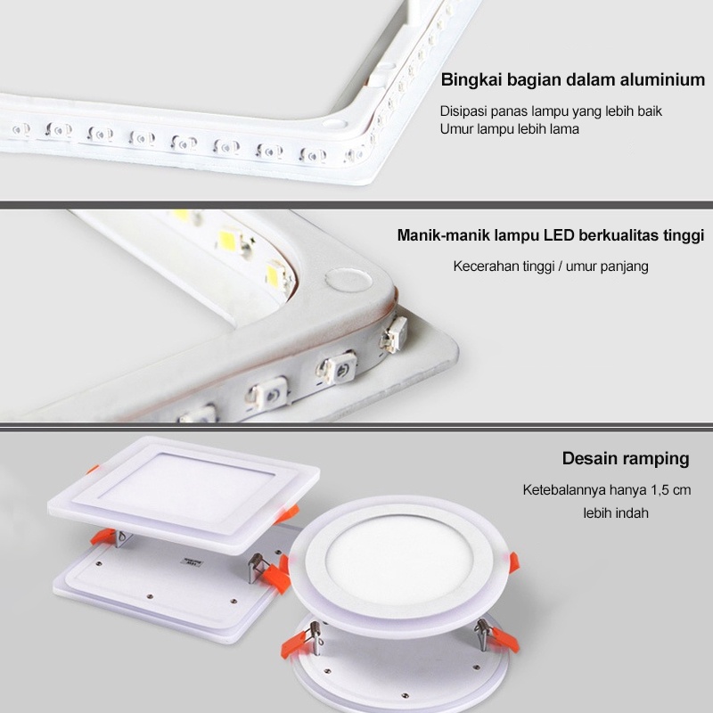 Golden LED LAMPU DOWNLIGHT LED 2 WARNA 6WATT DOWNLIGHT PANEL/Putih/Kuning Lampu Plafon LED