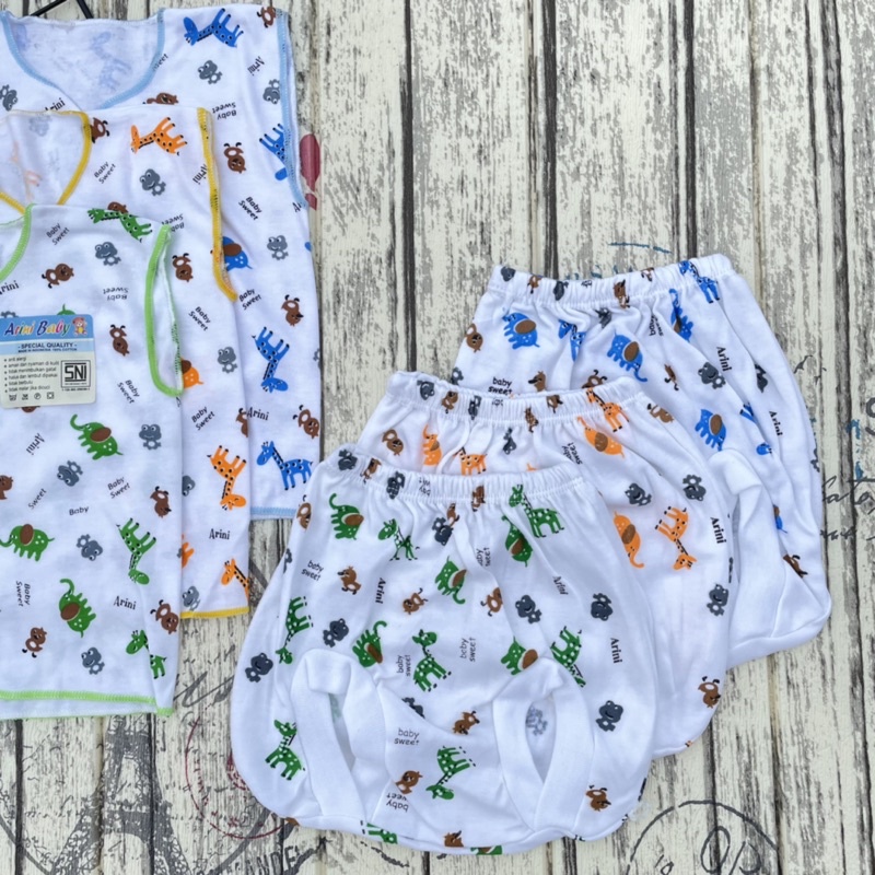 3 Pcs Baju Bayi Lengan Kutung + Celana Pop Kacamata Baju Bayi Baru Lahir Bayi Bayi Newborn Celana Pop Bayi Celana Baru Lahir Bayi DNW BABY