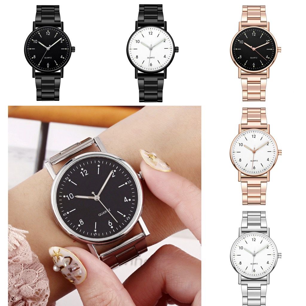 ✅COD Jam Tangan Analog Strap Stainless Steel Casual Quartz Wanita Dan Pria Fashion