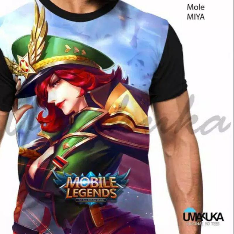 Kaos/tshirt 3D umakuka  Mobile legend mole miya saber skin epic Martin skin ss tigeral skin CV , luc