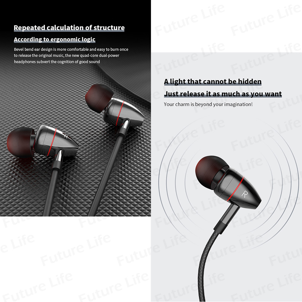 Headset M360 Hifi Stereo Subwoofer Bass Pengurang Kebisingan Bahan Alloy Dengan Mic Hd 3.5mm Tipe C