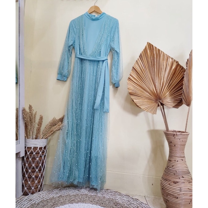 dress tile kania import warna biru wardah