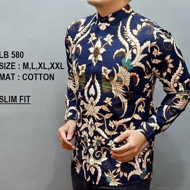 LB580 KEMEJA BATIK PRIA SLIM FIT MEWAH LINABATIKDISTRO UNIK BAJU BATIK PRIA BEST SELLER