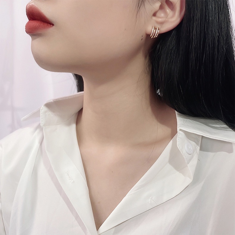 Anting Stud Bahan Titanium Steel Lingkaran Kecil Gaya Korea Yang Modis