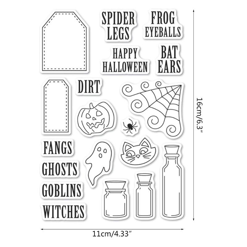 Stempel Segel Bahan Silikon Motif Happy Halloween Untuk Dekorasi Album Foto