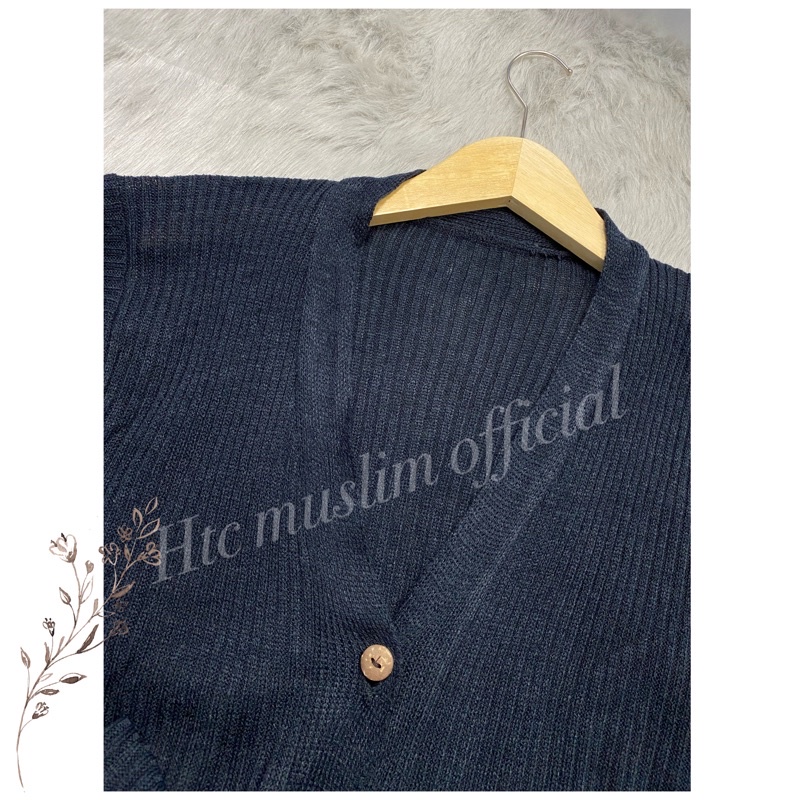 CARDIGAN RAJUT SALUR KANCING BATOK | Cardy Crop Rajut Wanita Oversize-K.BATOK BLACK