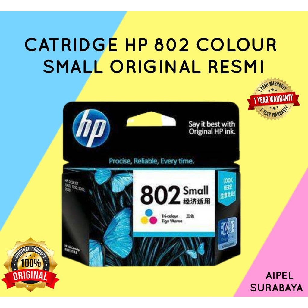 802C | CATRIDGE HP 802 COLOUR SMALL ORIGINAL RESMI