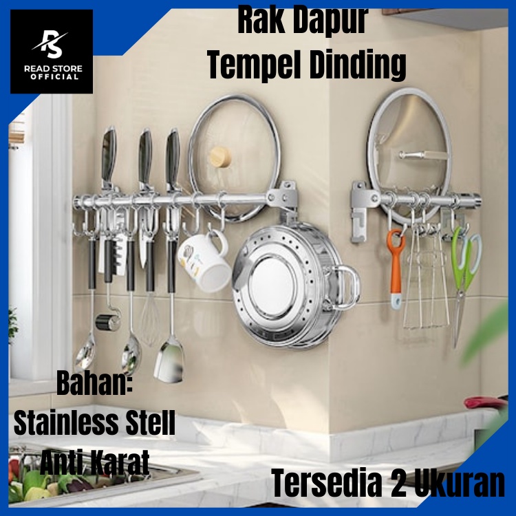 Rak Dapur Tempel Dinding Gantungan Panci Geser Minimalis Modern Tempat Peralatan Alat Dapur Stainles