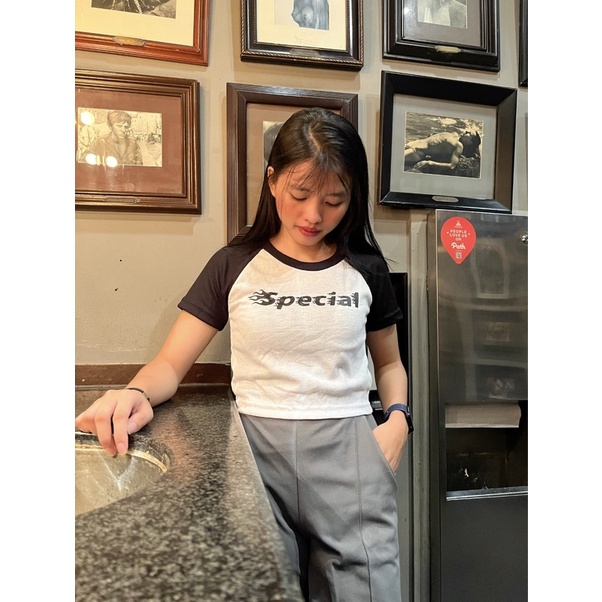 Crop Top Wanita Letter (LD88 , P40)