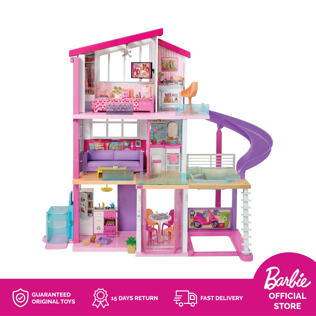 Barbie Dreamhouse With Wheelchair Accessible Elevator Mainan Rumah Boneka Anak Perempuan Shopee Indonesia