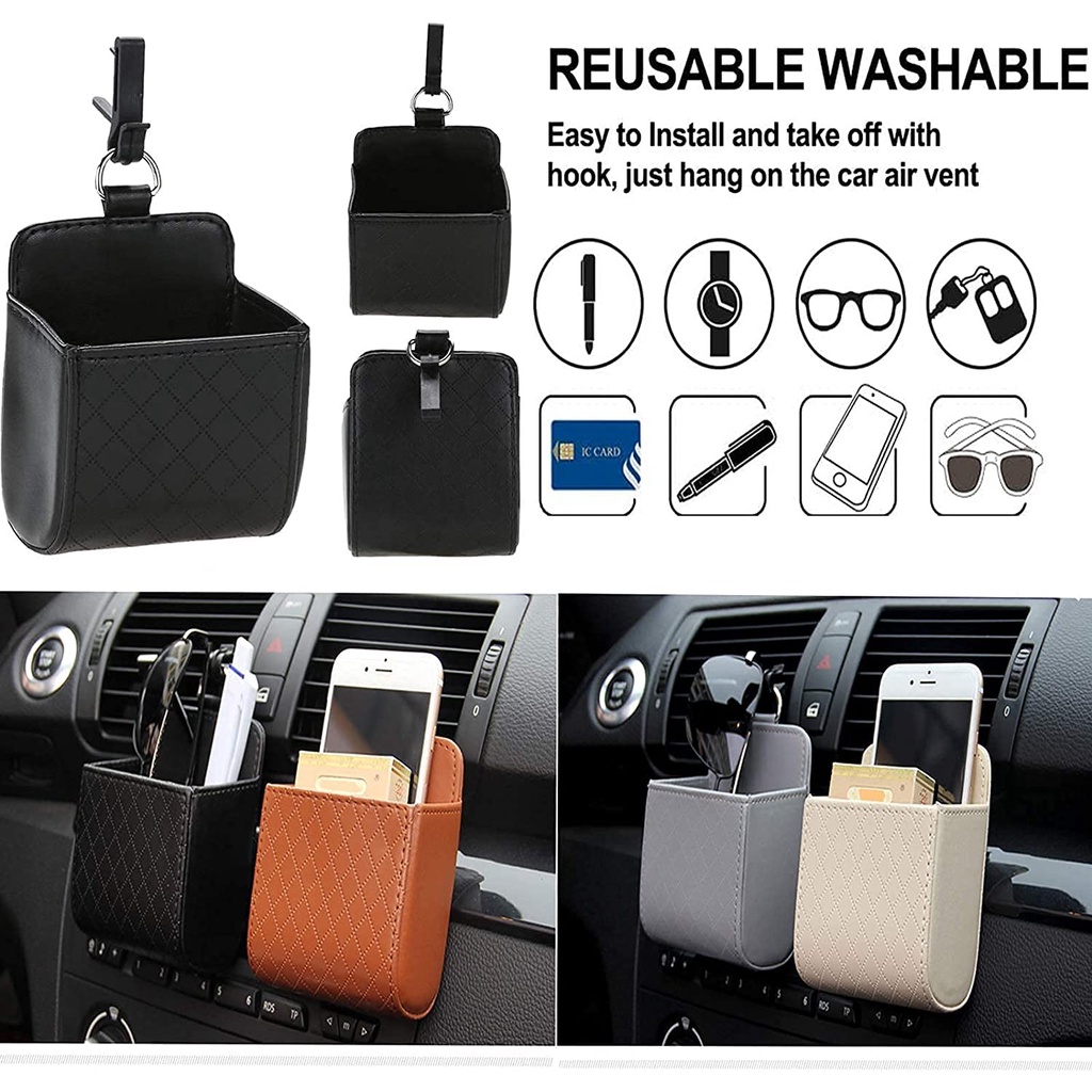 Wadah Kotak Tas Gantung Kantung Ac Mobil Car Interior Organizer Dashboard Air Vent hp holder koin barang e toll kartu card Bag Multifunction