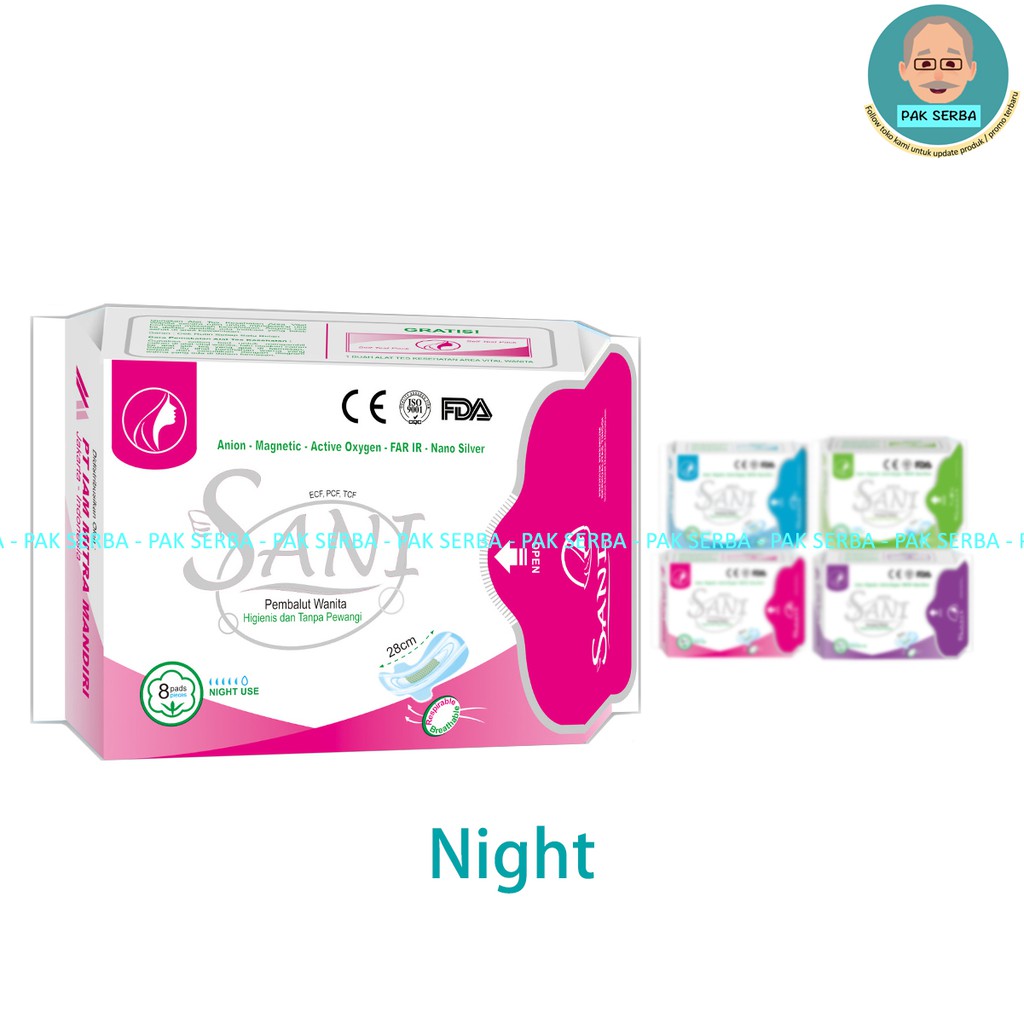 Sani / Pembalut Wanita / PANTYLINER DAY NIGHT EXTRA NIGHT