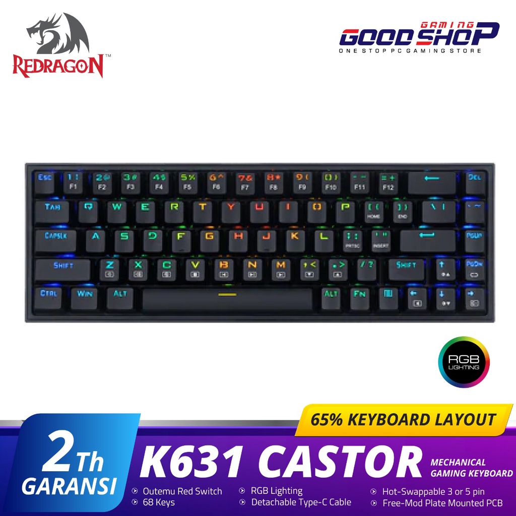 Redragon CASTOR K631 Universal RGB 68 Keys Mech - Gaming Keyboard