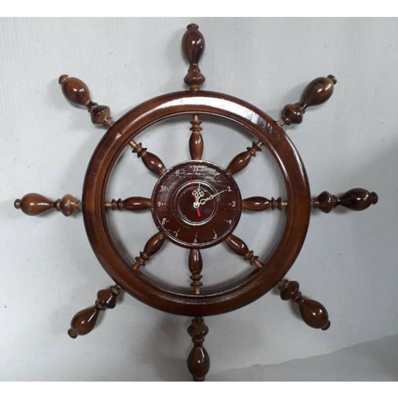 JAM DINDING MOTIF NAHKODA (Diameter 60 cm) Bahan Kayu Jati