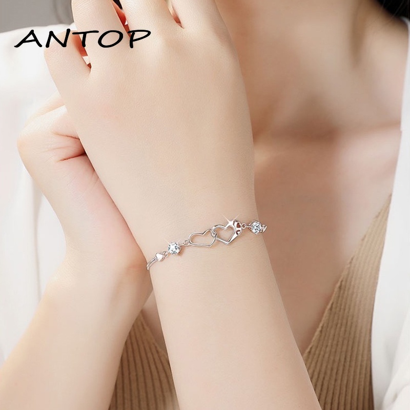 Korea Gelang Fashion Ganda Cinta Hati Bangle Wanita Perhiasan Aksesoris ANTOP