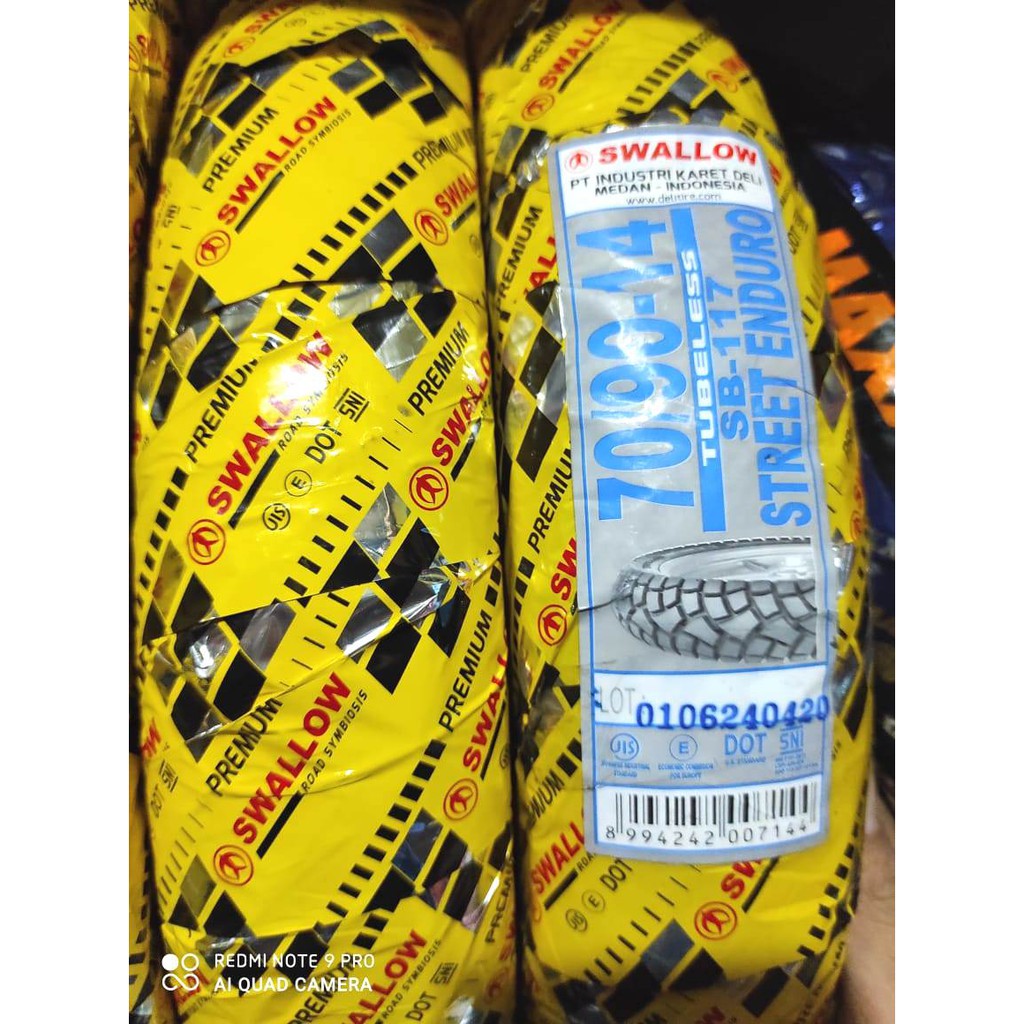 BAN TUBLES SALLOW STREET ENDURO  70/90 RING 14 FOR ALL MATIC,BAN BARU, FREE PENTIL.