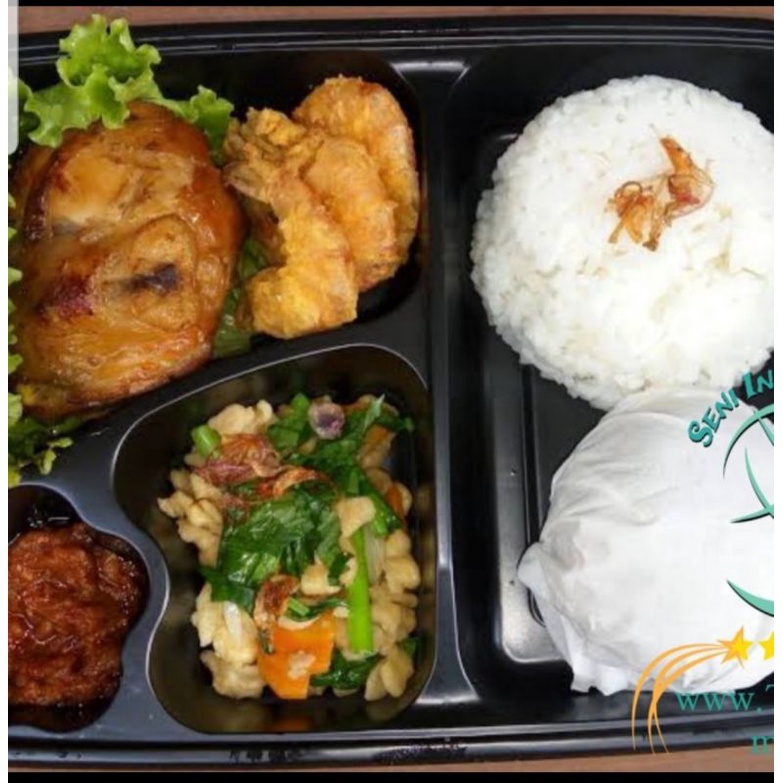 kotak hokben sekat 4 isi 50pcs | mika bento | bento tray | catering box