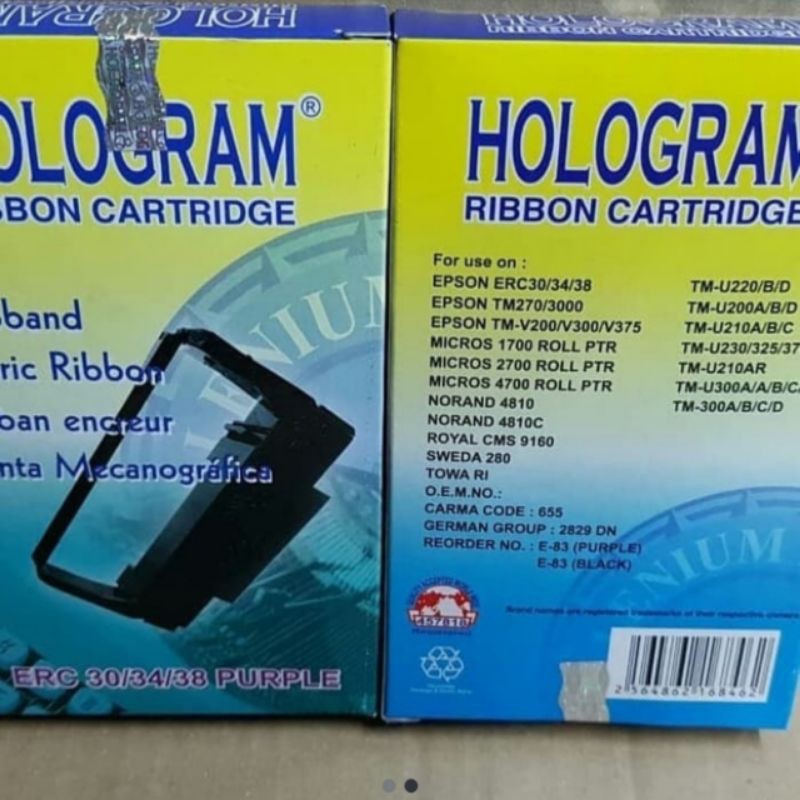 Pita Ribbon Cartridge Hologram Untuk Epson ERC 38 Purple/Biru