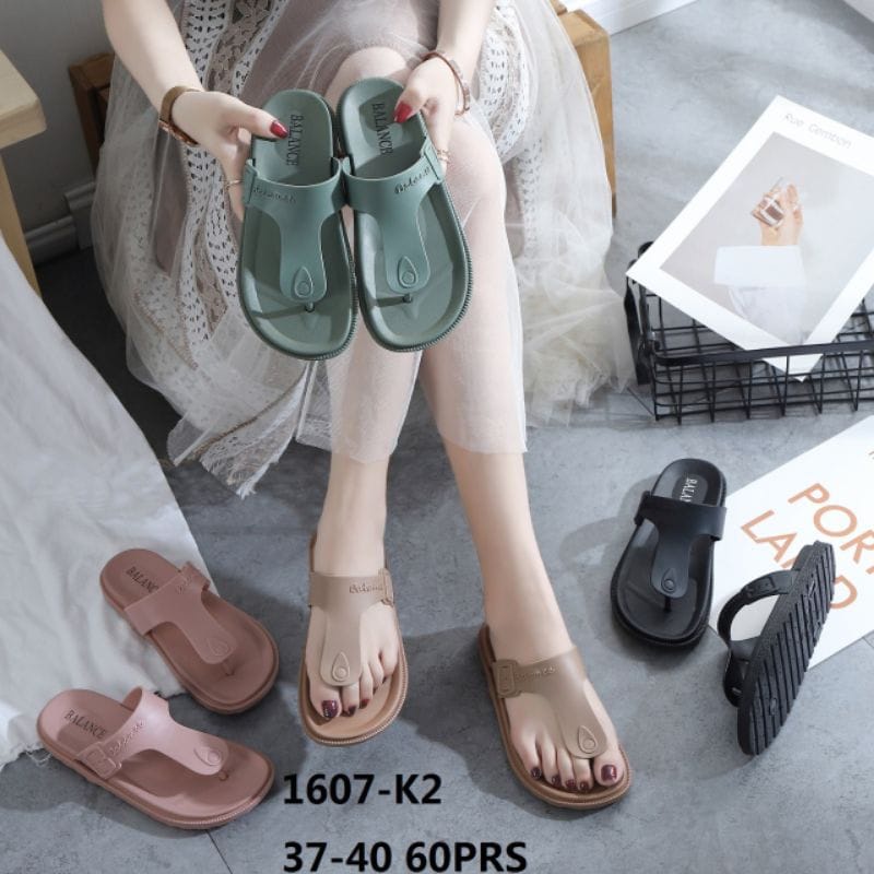 SANDAL KARET IMPORT MURAH WANITA 1607-K2 /SENDAL JEPIT JELLY