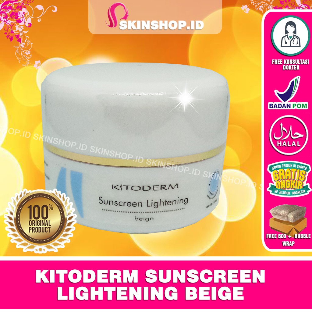 Kitoderm Sunscreen Lightening BEIGE 10gr Original / Krim Tabir Surya Pencerah BPOM Aman