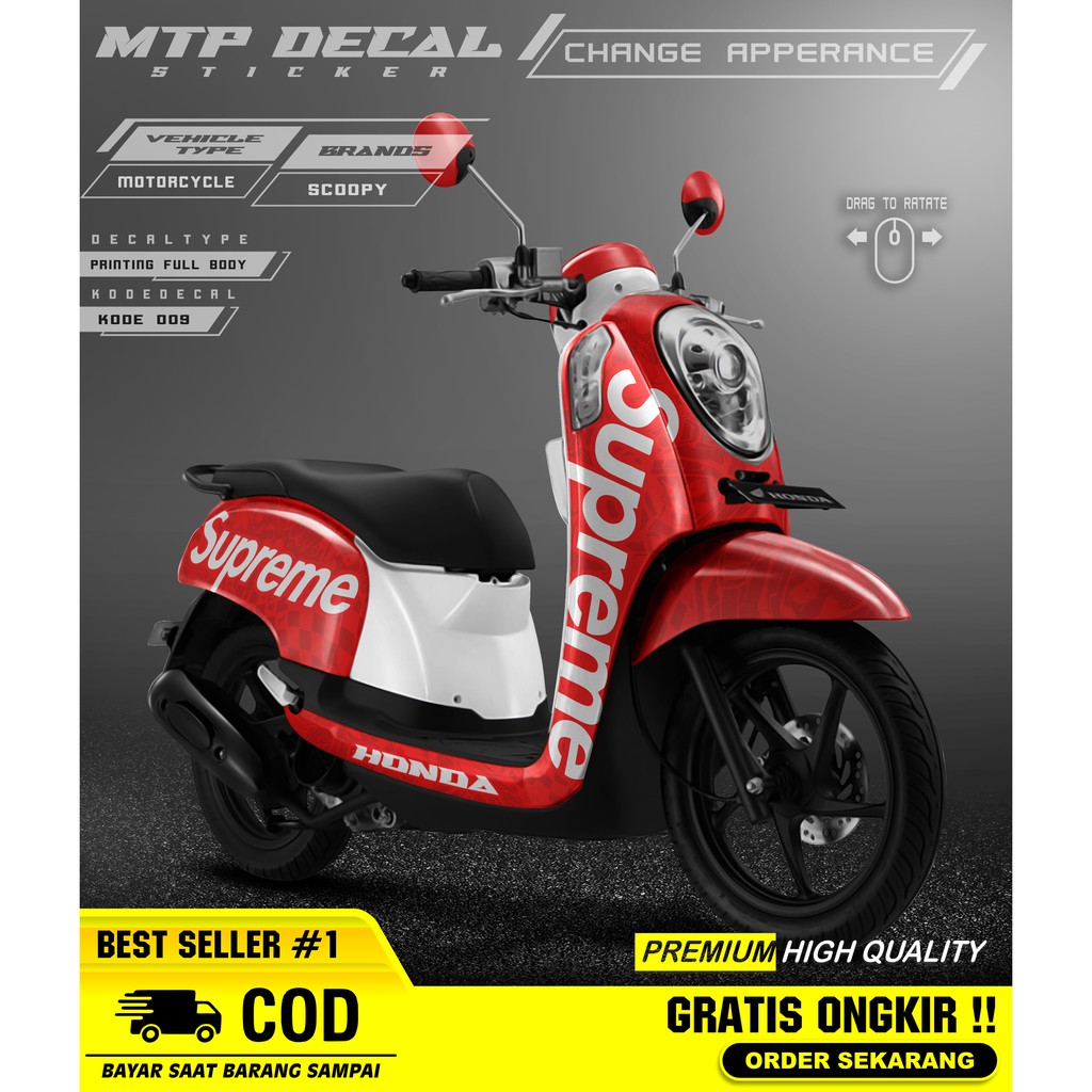 (COD) Decal Stiker Scoopy 2013-2016 lama Dekal Sticker Scoopy full body MTP - 09 MOTIF TERLARIS