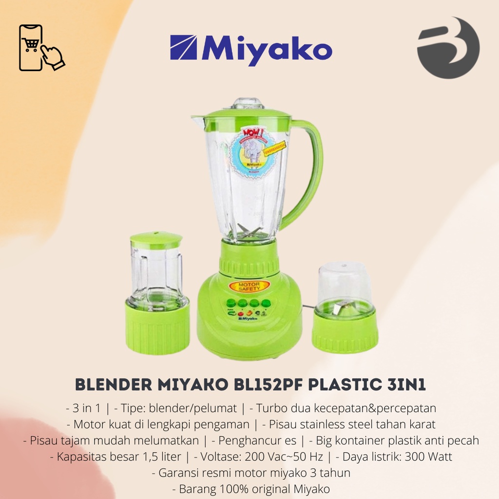 BLENDER MIYAKO BL152PF PLASTIC 3IN1