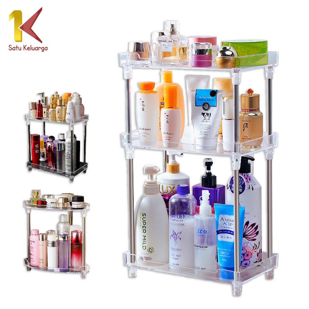 Satu Keluarga Rak Kosmetik K15 Make up organizer Rak Penyimpanan Multifungsi Bahan Acrylic 2 / 3 Tin