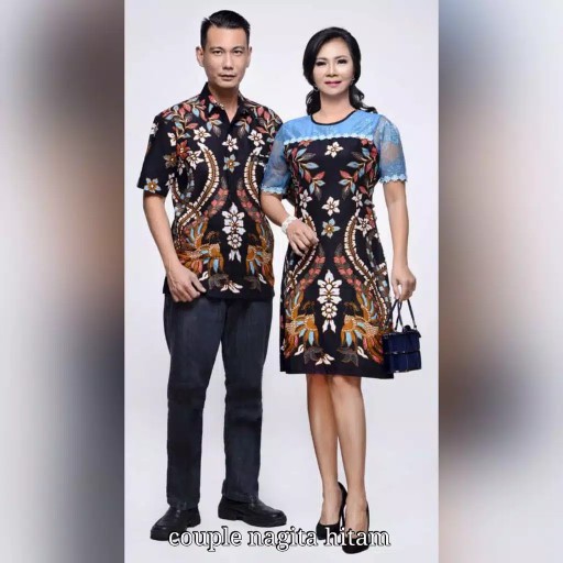 Qnunbatik Batik Keluarga/family Dress/terusan Nagita Hitam