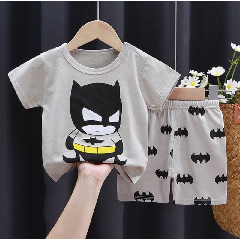 setelan anak karakter Bat,man CUTE superhero all size 6 bulan -3 tahun