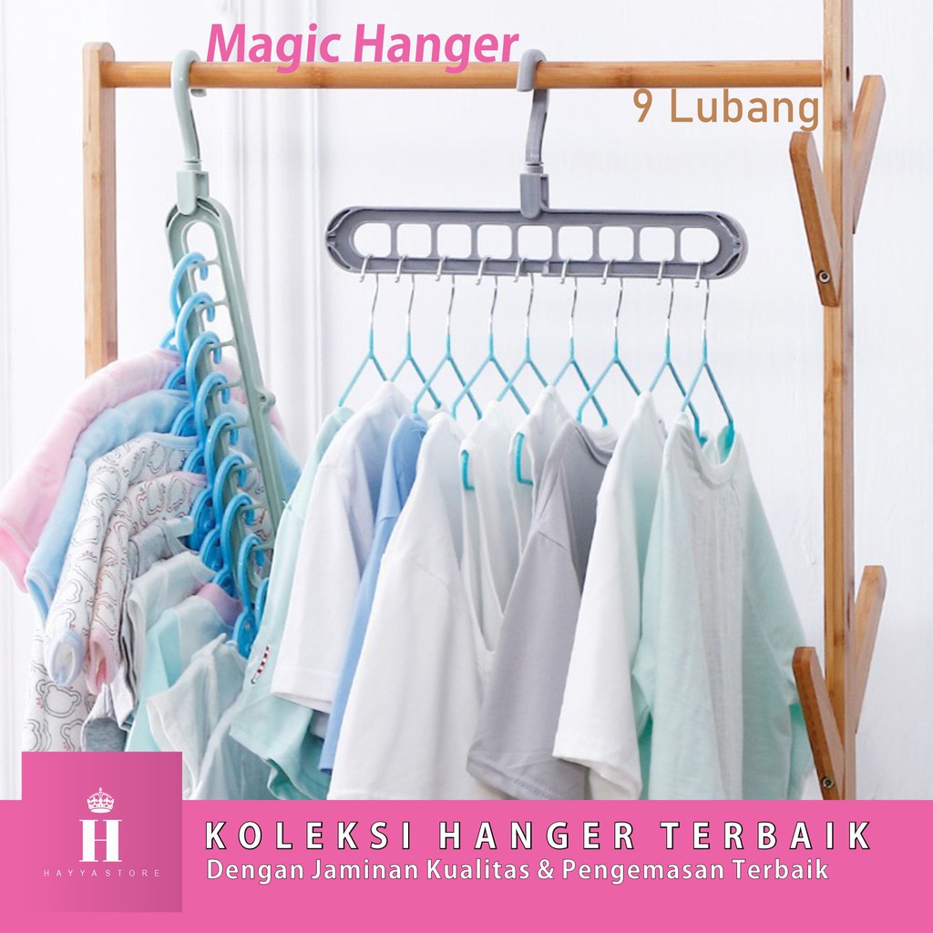 [DEASHOP] NEW MAGIC HANGER 9 LUBANG - HANGER SUSUN 9 IN 1 - GANTUNGAN BAJU MULTIFUNGSI