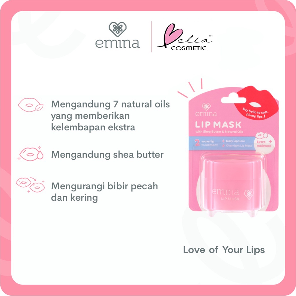 ❤ BELIA ❤ Emina Lip Mask Sleeping Mask &amp; Watercolor Lip Serum | Lip Mask | Lip Serum | Perawatan Bibir | BPOM