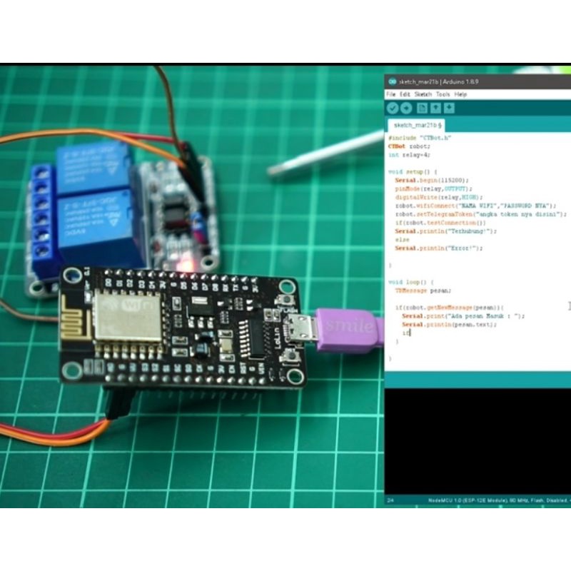 Projek IOT NodeMCU menyalakan lampu via Telegram