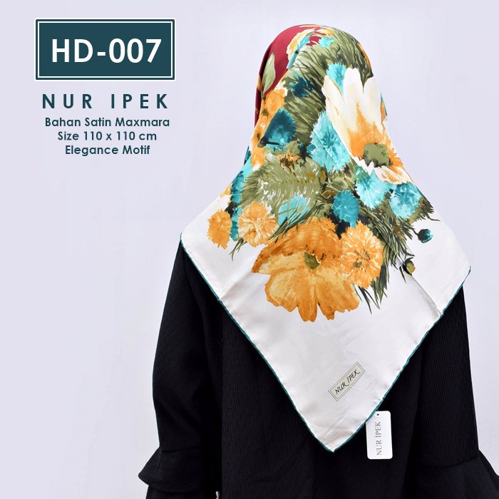 Kerudung Satin Segiempat / Segiempat Motif / Jilbab Nuripek ASLI