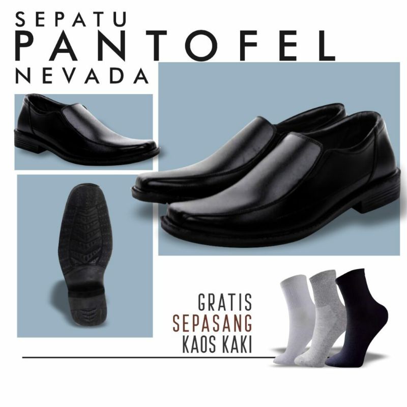 TERBARU!!! Sepatu Pantofel Pria Hitam Slop Kasual Formal kantor tampa tali - Fantofel Casual Cowok Kerja Kuliah