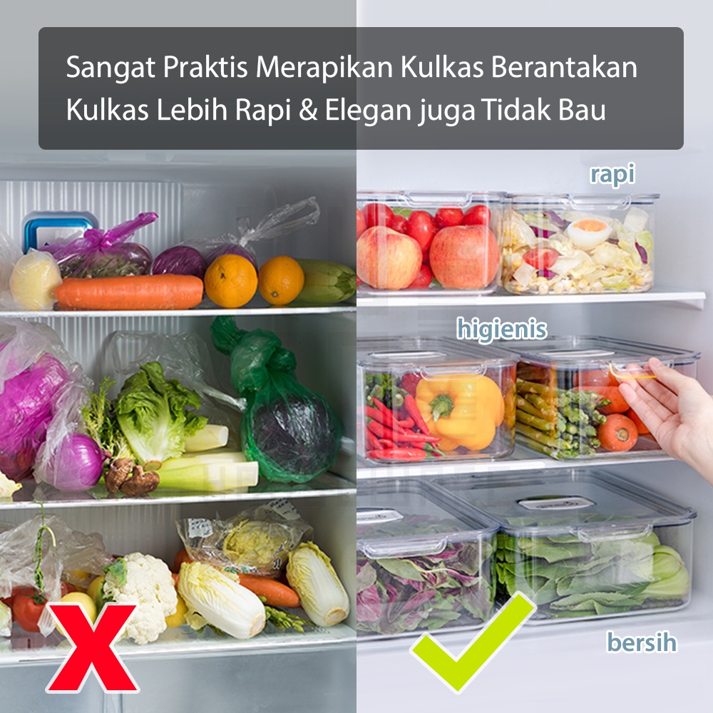 HUGO Kotak Makanan Kontainer Kulkas Wadah Penyimpanan Kulkas Food Storage Box Kotak Penyimpanan Buah Sayur