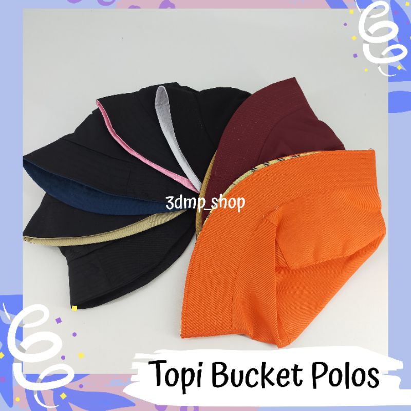 Topi Bucket polos bolak balik