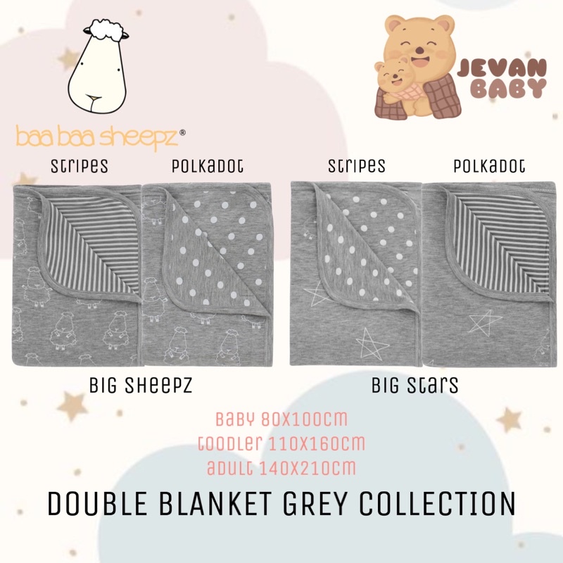 Baabaasheepz Bamboo Double Layer Baby Blanket / Selimut Anak Bayi
