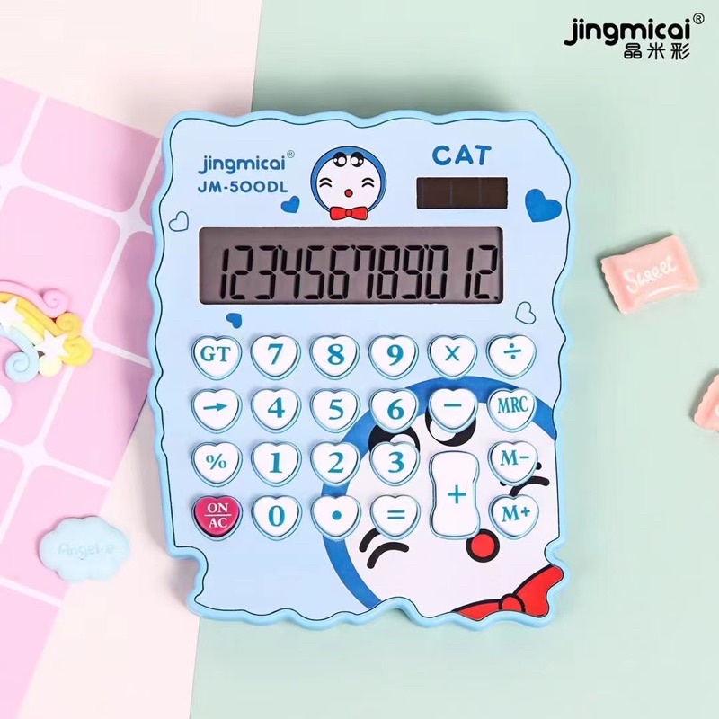 Kalkulator motif Hello Kitty ,Doraemon ,Rabbit Tipe JM-500  / Kalkulator karakter Cute / imut ukuran 10.5 cm x 13 cm  Angka 12 Digit  Calculator Motif karakter termurah