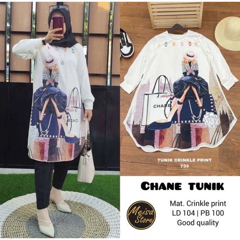 tunik print crinkle