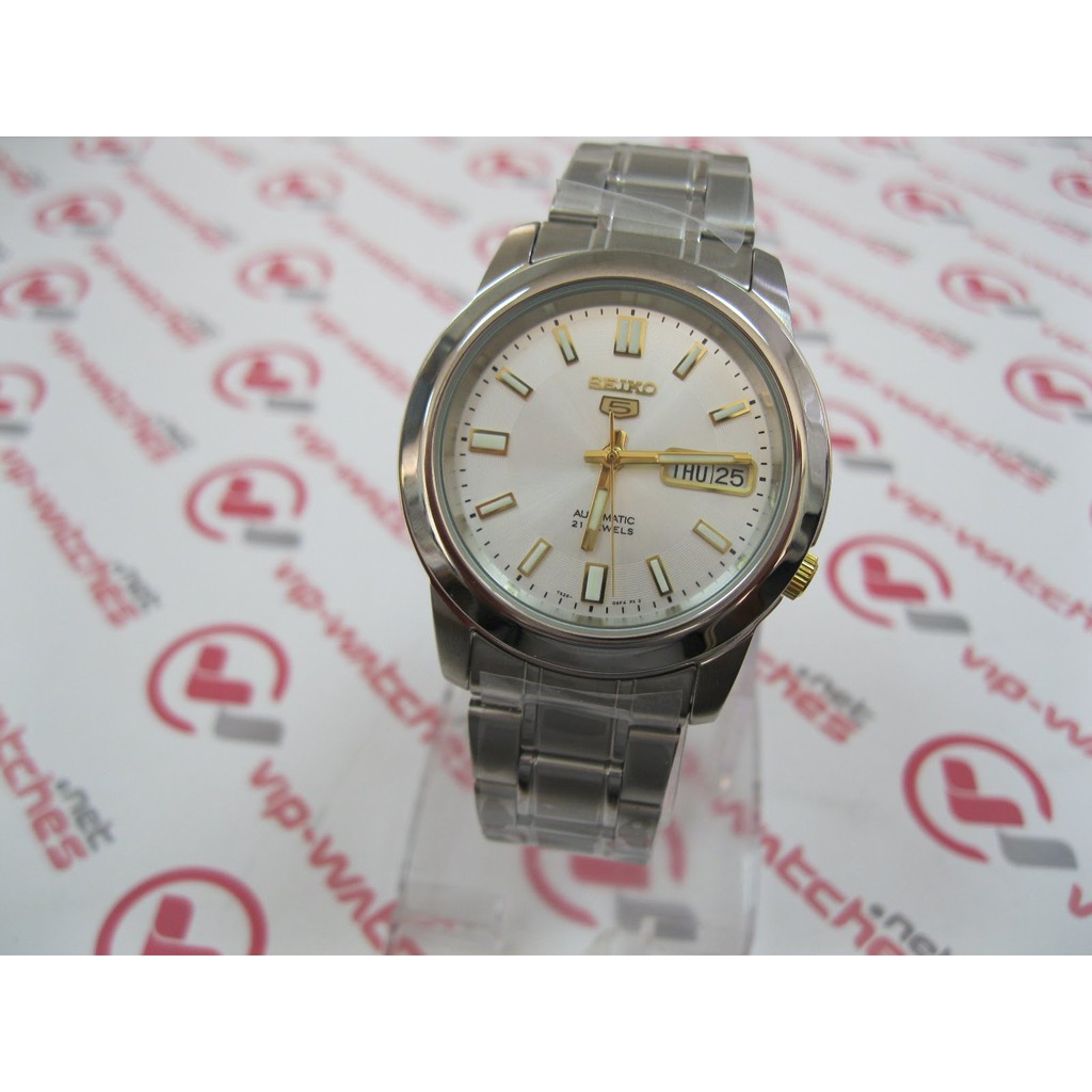 Seiko 5 SNKK09K1 Automatic Gold Tone on Silver | Jam Pria SNKK09