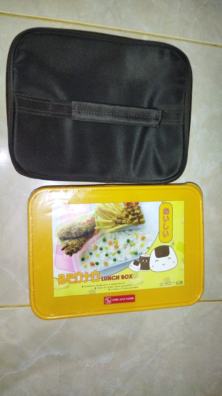 Set Kotak Makan Dan Tas Bekal Aluminium Foil Bento Lunch Box Anti Bocor Lunch Bag Waterproof Murah
