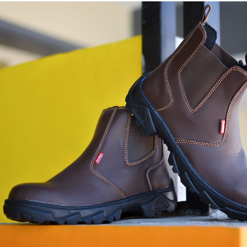 Sepatu Safety Elastis Coklat Termurah Boot King Kickers Asli Kulit Saude Terbaru