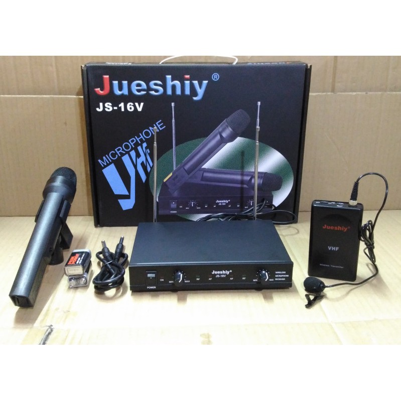 MIC WIRELESS 1 PEGANG DAN 1 MIC KLIP ON WIRELESS JUESHIY JS 16V