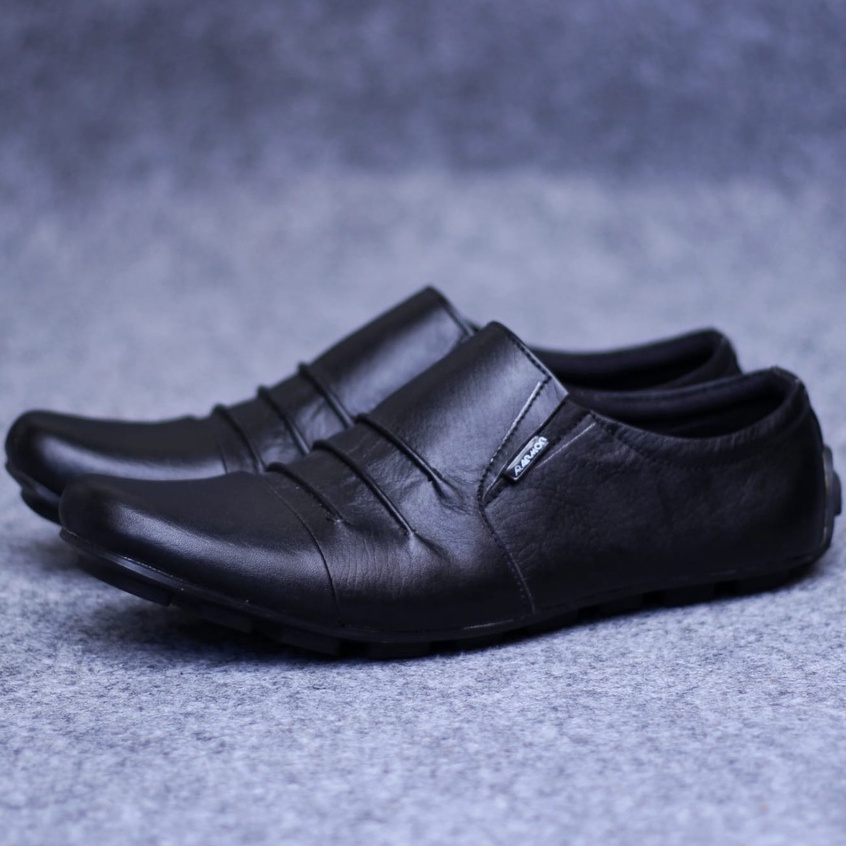 CRAFTS FOLD Sepatu Formal Casual Pantofel Kerja Pria Kulit Asli Hitam - Coklat