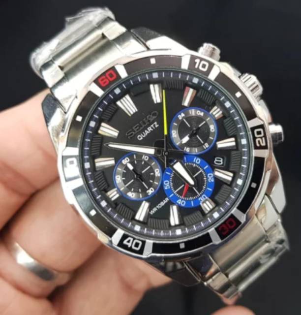 Jam Tangan Pria Seiko Chrono Rantai Hitam